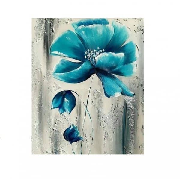 تابلو رنگ روغن دکوراتیو گل آبی